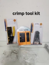 RJ45 pass through Crimping Tool Kit, Tester, Wire Stripper, 20 & 6 Connectors.