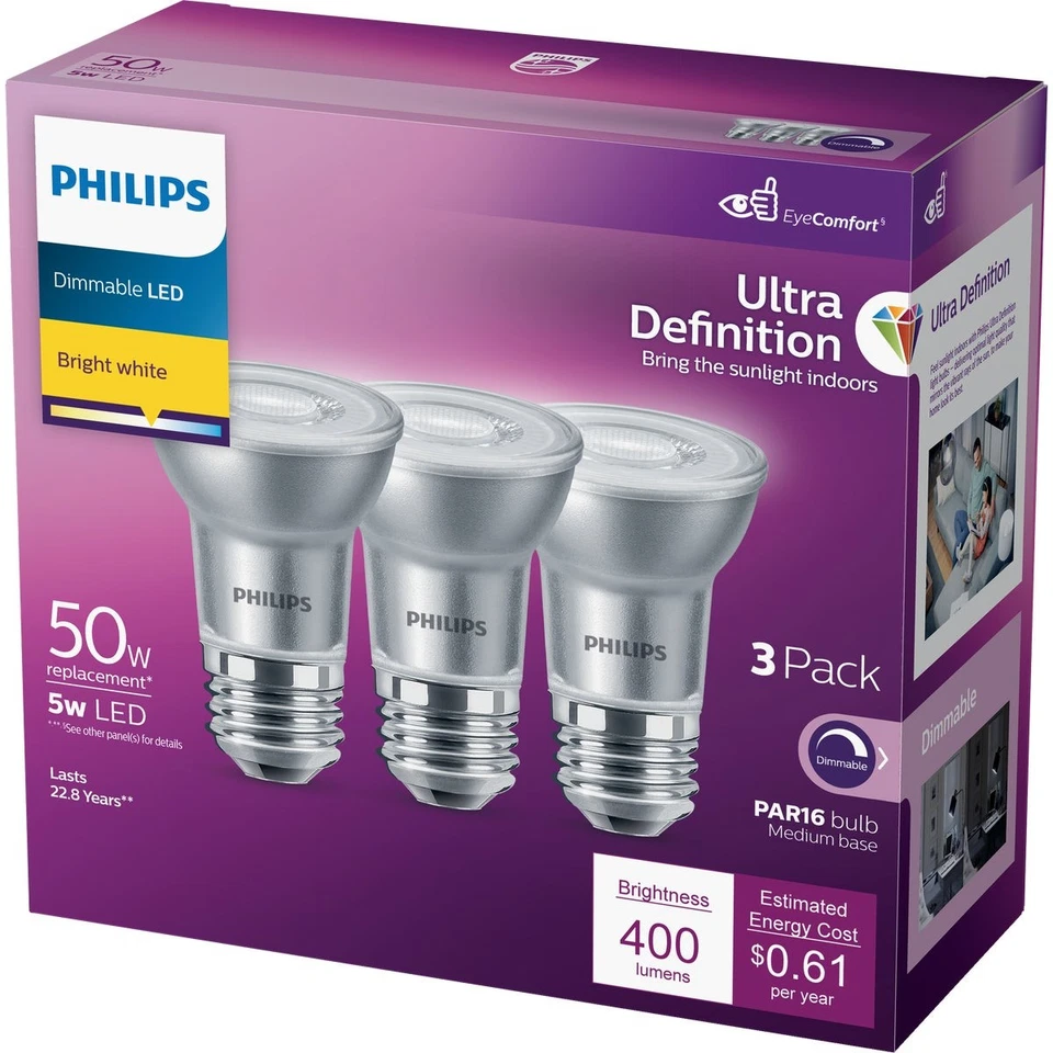 Philips 3pk 50w Par16bw Led Bulb 570762 Philips 570762 046677576066 - Image 4 of 4