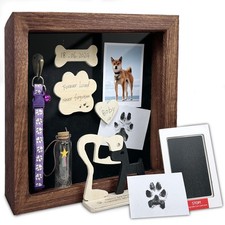 Dog Memorial Shadow Box Gift Pet Memory Display Case Wooden Picture Frame Pet...