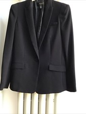 Women’s Mango Suit Jacket Black Lined Single Button Size S Polyester Back Vent
