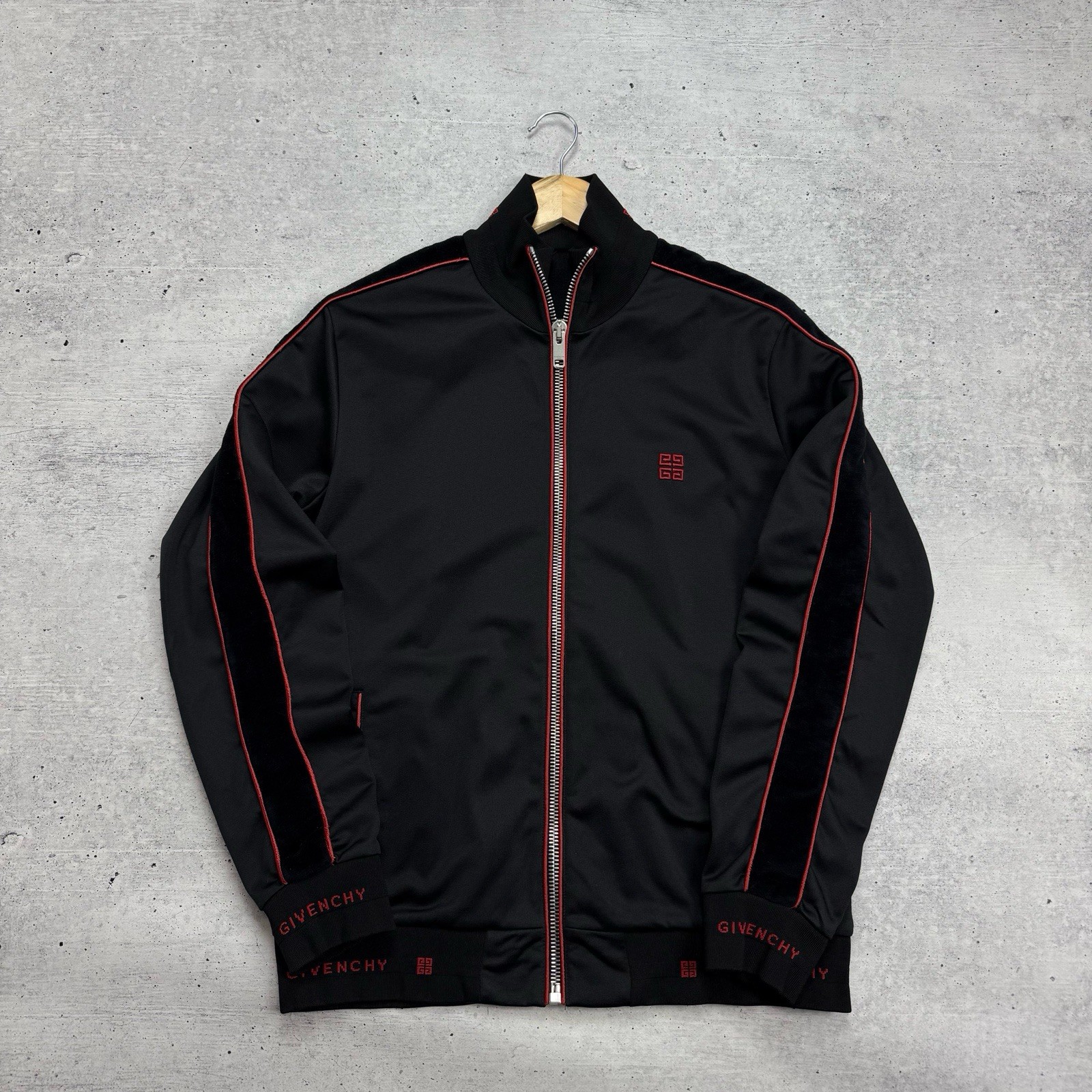 RRP 975£ Givenchy Tracksuit Tape Logo Bomber Black Jacket Velvet Stripe Size L thumbnail 12