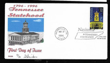 TENNESSEE STATEHOOD 200TH ANNIV NASHVILLE 1996 SIGNED BRICKER CACHET FDC #4/20 M