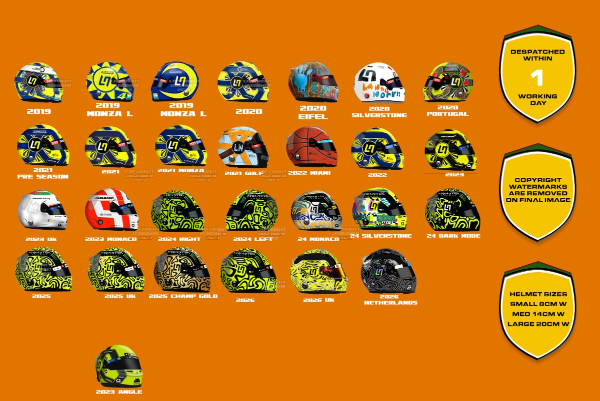 Lando Norris McLaren 2019 - 2026 Champion F1 Helmet Stickers Vinyl