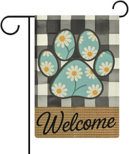 12X18 Inch Dog Paw Small Garden Flags for outside Double Sided Spring Porch Deco