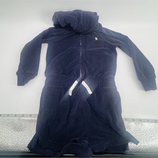 Polo Ralph Lauren Navy Blue Terry Cloth Hooded Romper Blue Girl s Toddler Sz 4