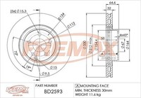 Bremsscheibe Fremax BD-2593 (1Satz-1Stk)