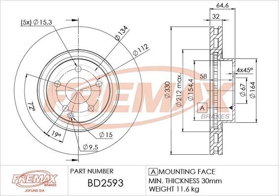 Bremsscheibe Fremax BD-2593 (1Satz-1Stk)-image