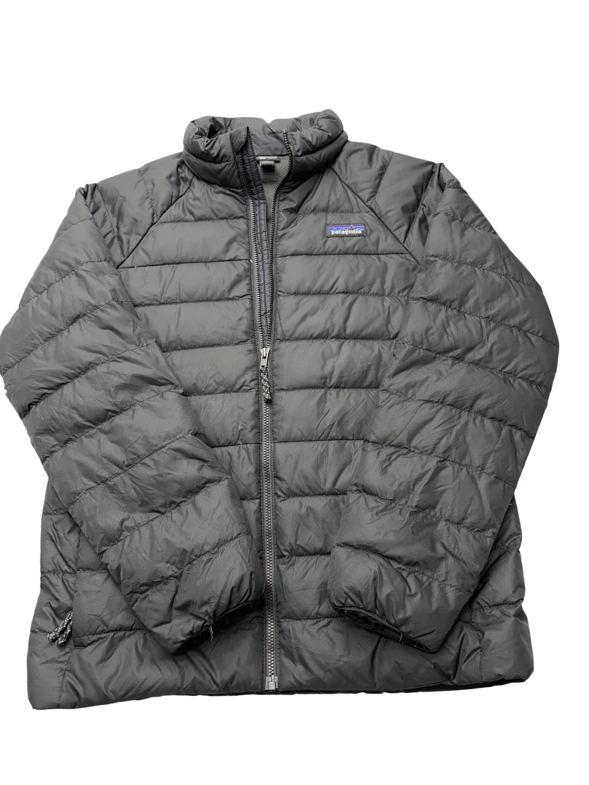 Patagonia Jacket Kids Large 12 Black Down Puffer Lightweight Full Zip Warm