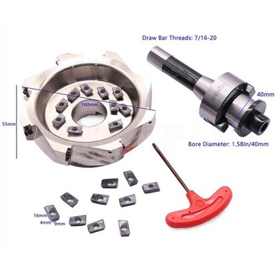 6.3'' 90 Degree Indexable Face Shell Mill Cutter, R8 Arbor with APMT1604 Insert