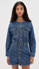 BLANKNYC Blue Denim Solid Shirt Dress Button Front Pockets Long Sleeve Size S