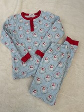 Cecil Lou Blue Santa Holiday Christmas Cotton Stretch Pajamas Girl Boy 8