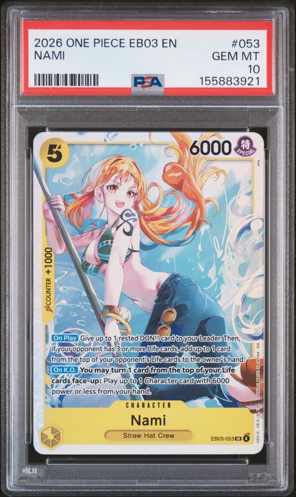 2025 One Piece EB03 EN Nami #053 PSA 10 GEM MINT