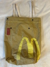 McDonald's Canvas Backpack Rucksack Brown Lunch Bag Fast Food 17"
