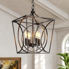 4 Light Farmhouse Chandelier Hanging Pendant Light Ceiling Fixture for Kitchen