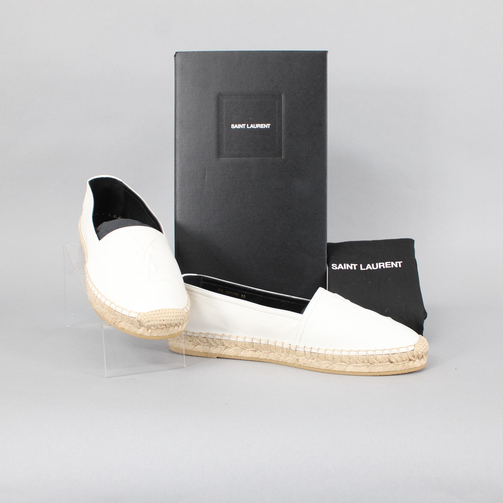 SAINT LAURENT YSL St Laurent $595 taglia 38 panna juta nappa Africa tomaia in pelle suola in gomma piatta