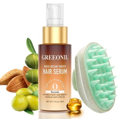 Hair Serum for Frizzy Hair with Hair Scalp Massager Shampoo Brush - Anti Friz...