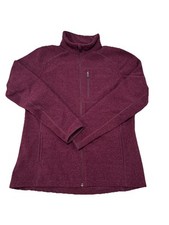 Duluth Trading Co Fleece Full Zip Sweater Burgundy Sweatshirt Red L