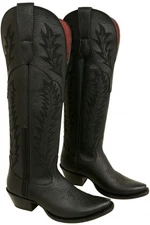 Women's Western Cowgirl Black Pointy Toe Boots Genuine Leather Dama Puntal