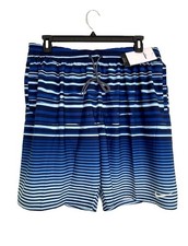 Nike Men' 9" Blue Multi Faded Stripe Breaker Swim Trunks Size XL