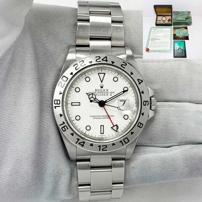 1999 Rolex Explorer II 16570 40MM White Polar Dial Steel Box Paper A-Serial - Image 1 of 4