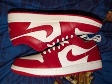 Sz 10-- Nike Air Jordan 1 Low Varsity Red White New Beginnings 553558-166 Mens