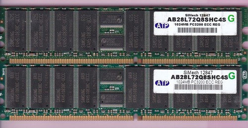 2GB 2x1GB PC3200R DDR-400 ECC REG ATP AB28L72Q8SHC4S RAM MEMORY KIT DDR1 RDIMM