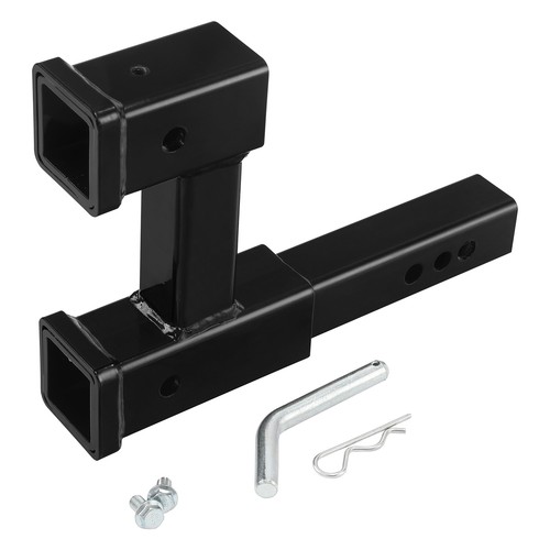 Dual Hitch Receiver 2" Trailer Double Post Extension Riser Adapter Extender - Picture 2 of 12