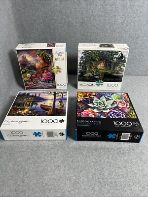 (4) Buffalo Games 1000 Piece Puzzles Darrell Bush Josephine Wall Kim Norlein NEW