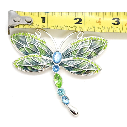 NAPIER Rhinestone Enamel Dragonfly Pin/Brooch Blue Green Silver Tone Lot#5 - Picture 2 of 5