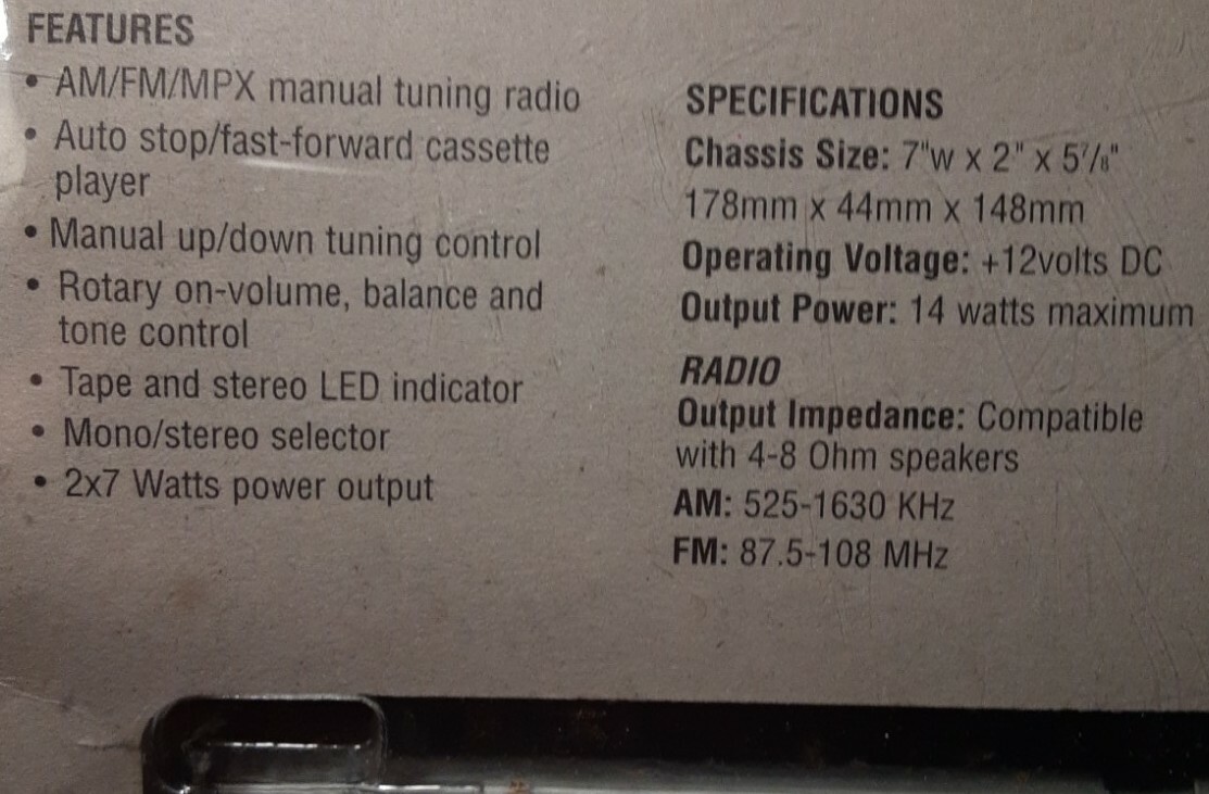 Car Cassette  deck Audiovox 1998 Car Cassette Player used read description