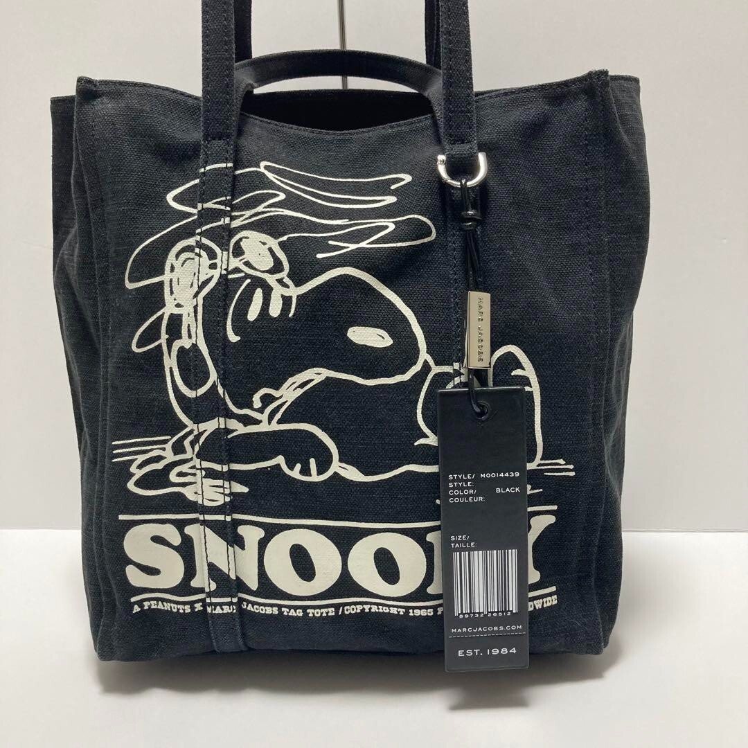 MARC JACOBS PEANUTS Tote Bag Snoopy Black Canvas Shoulder