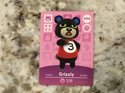 Tarjeta GRIZZLY #394 Animal Crossing Amiibo Auténtica Nintendo Como Nueva de la Serie 4 - Imagen 1 de 2