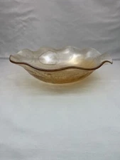 11" Large Jeannette Floragold Ruffled Fruit Bowl