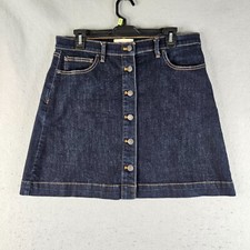 Gap 1969 Jean Skirt Womens Size 31 Blue Dark Wash Denim Button Front Retro Y2K