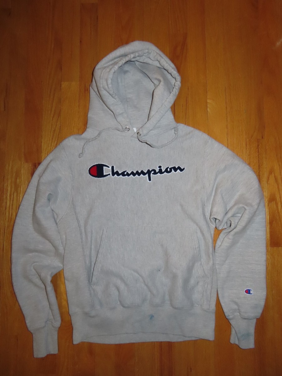 Vintage Champion Label Reverse Weave Raised Letters (SM) Hooded