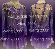 Figure Skating Dress Ice Skating Dress Competition Fashion purple dyeing