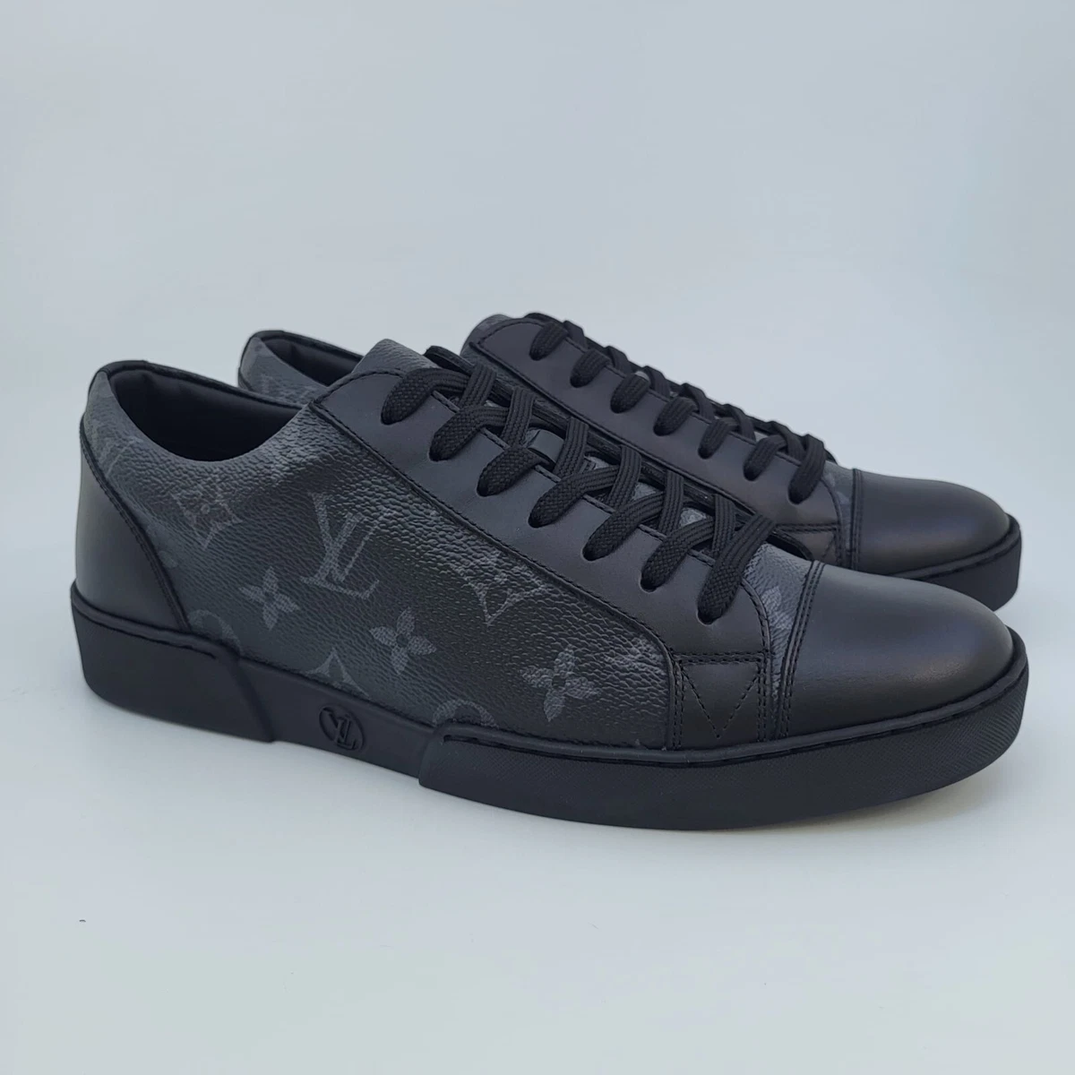 Louis Vuitton Black Leather and Monogram Canvas Match Up Sneakers