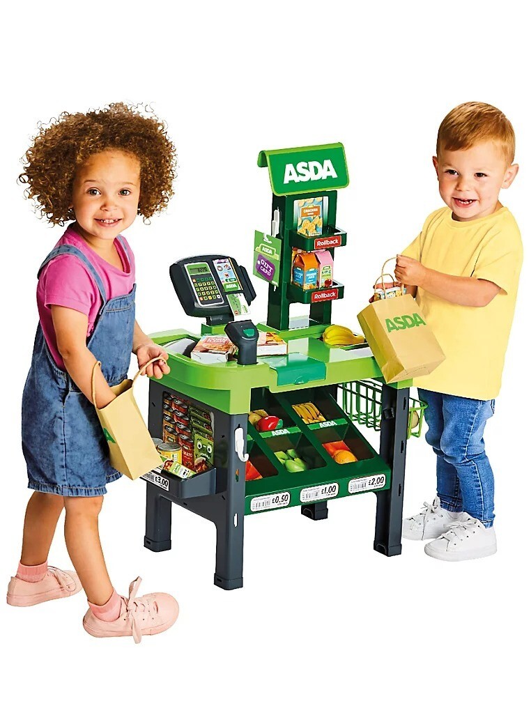 ASDA Supermarket Checkout Toy Pretend Play Cash Register Money with  accessories