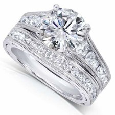 2.90Ct White Round CZ Engagement Wedding Ring Set Solid 925 Sterling Silver