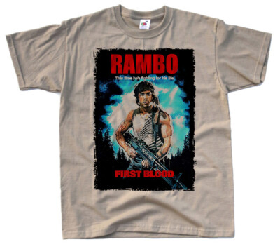 New RAMBO FIRST BLOOD Stallone khaki t-shirt TEE