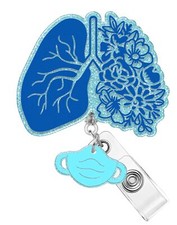 Badge Reel Holder Retractable with ID Clip for Nurse Nursing - Lung Cute Name...
