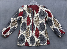 Ade Ori Closet Womens Jacket Size 10 Multicolor Leaf Beaded Cinch Sleeves