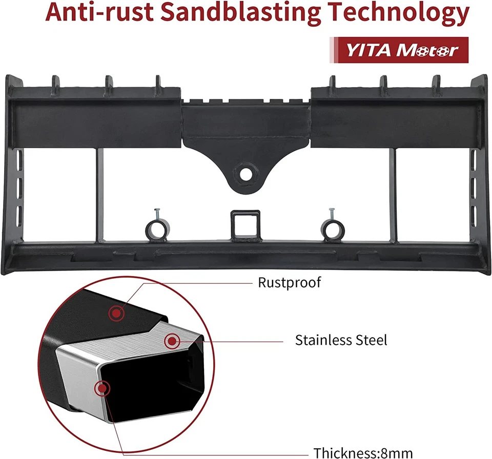 Marco de horquilla de paleta para minicargadora con enganche receptor y fundas de lanza para Bobcat 2500 lb Foto 2 de 4