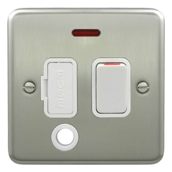 Deta 1916SCW Switched Spur Connection Unit with Neon & Flex Outlet 13 Amp Satin