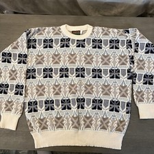 Vintage Oakton Sweater Mens XL 80s Geometric Grandpa Cosby Made In USA