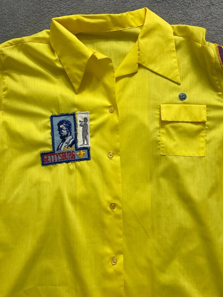 Boy Scouts of America Shirt Men's Large Yellow Den Leader Short Sleeve Uniform - Image 2 of 4