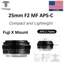 US TTArtisan 25mm F2 Full Frame Wide Angle APS-C Camera Lens For Fuji X Mount