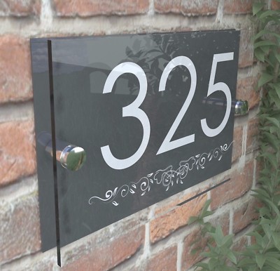 Anthrazit klassisches Hausschild Türnummer Straße Adresse Plakette modern Dez27WA