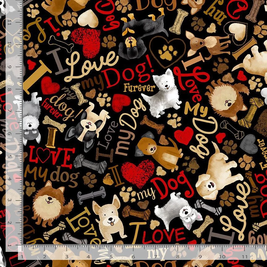Dog Fabric Animal Words Fabric By The Yard Paws Cotton Timeless Treasures CD3317