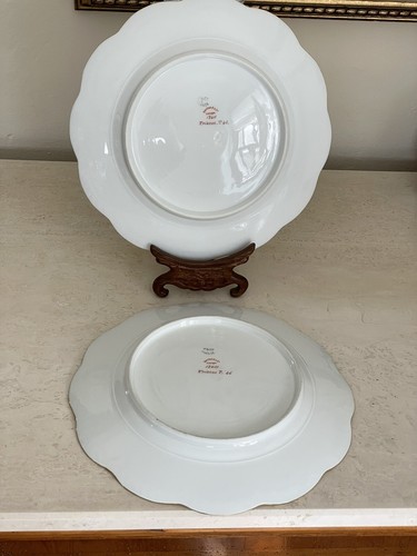 H & C France Haviland Limoges Scalloped Double Gold Plate Purple Flora Set Of 2! - Picture 9 of 11